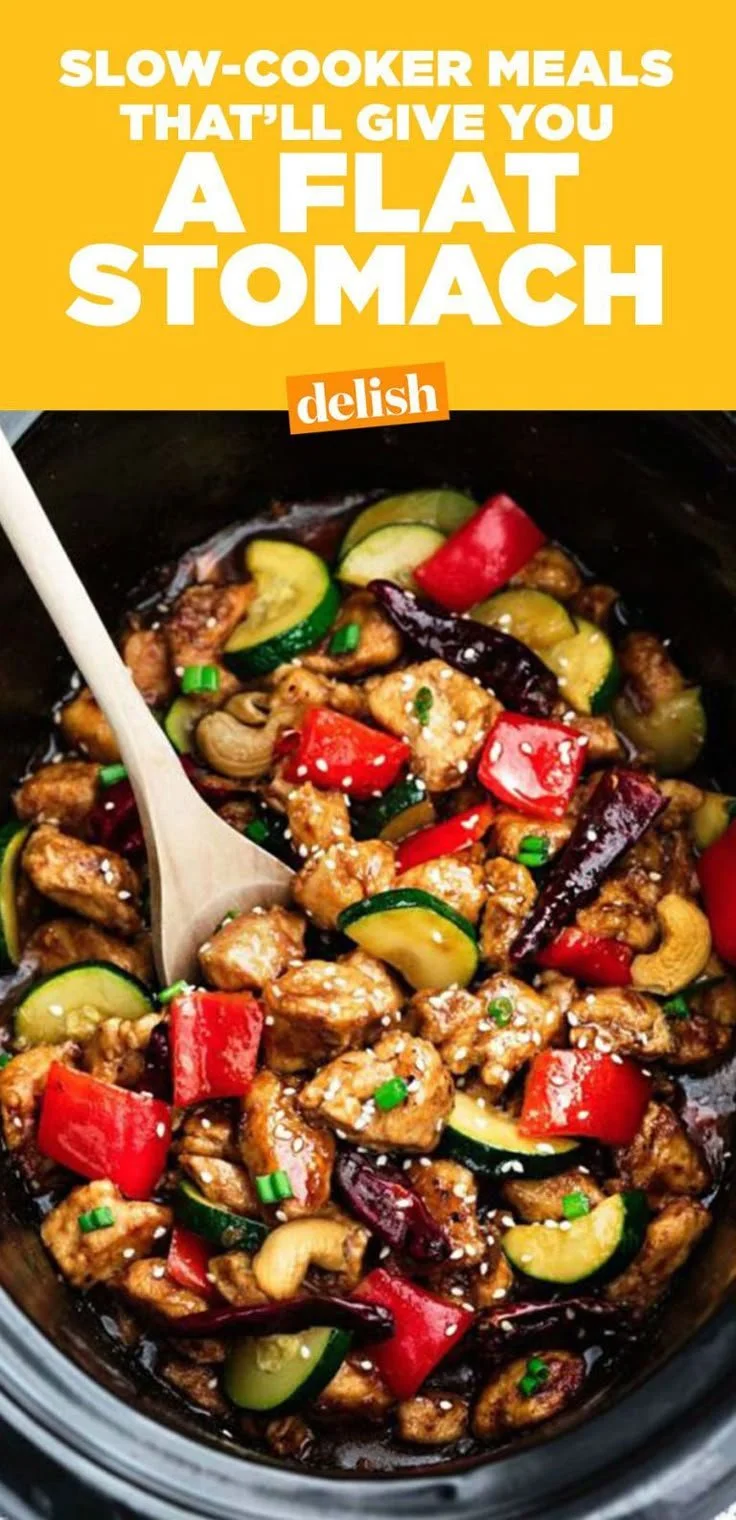 Delicious flat belly foods prepared in a slow cooker for nutritious meals