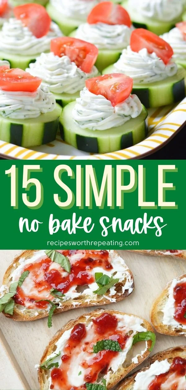 A variety of 15 simple no bake snacks arranged on a table