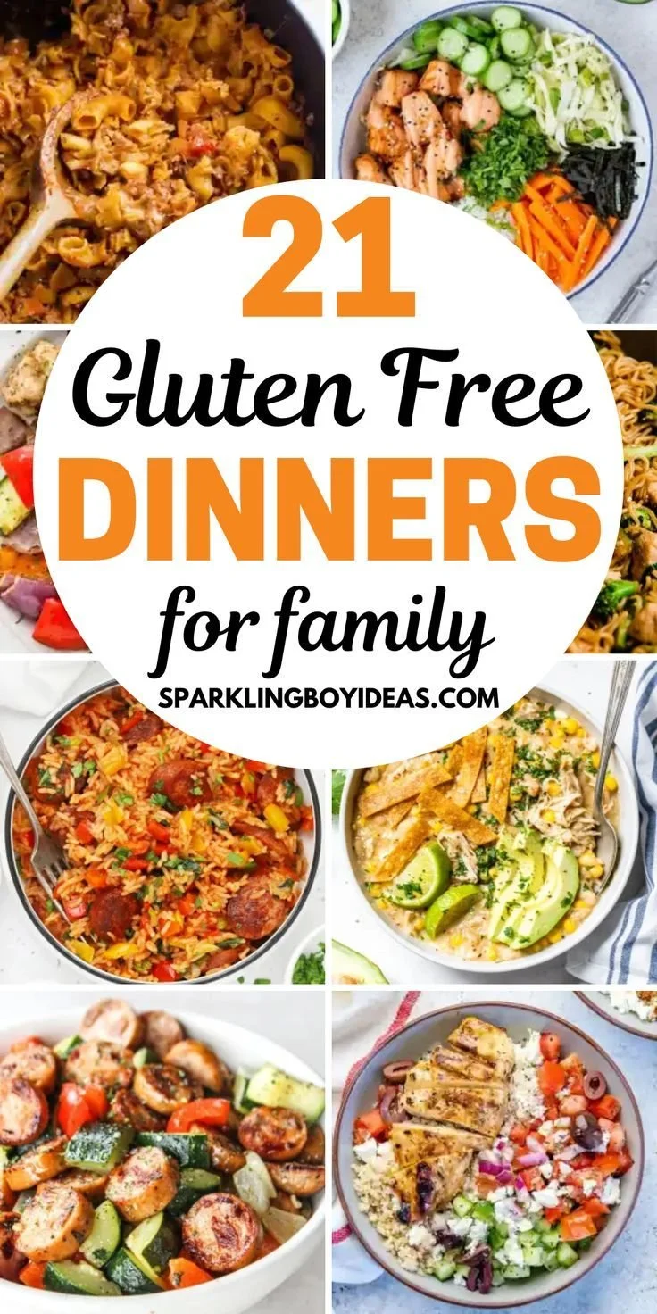 A colorful plate of various gluten free dinner dishes including salads, meats, and vegetables.