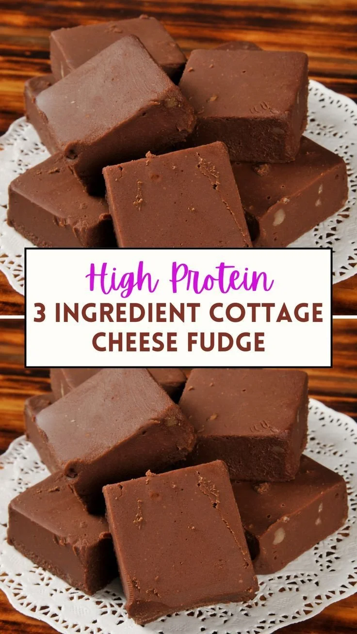 3 ingredient cottage cheese chocolate fudge served on a plate