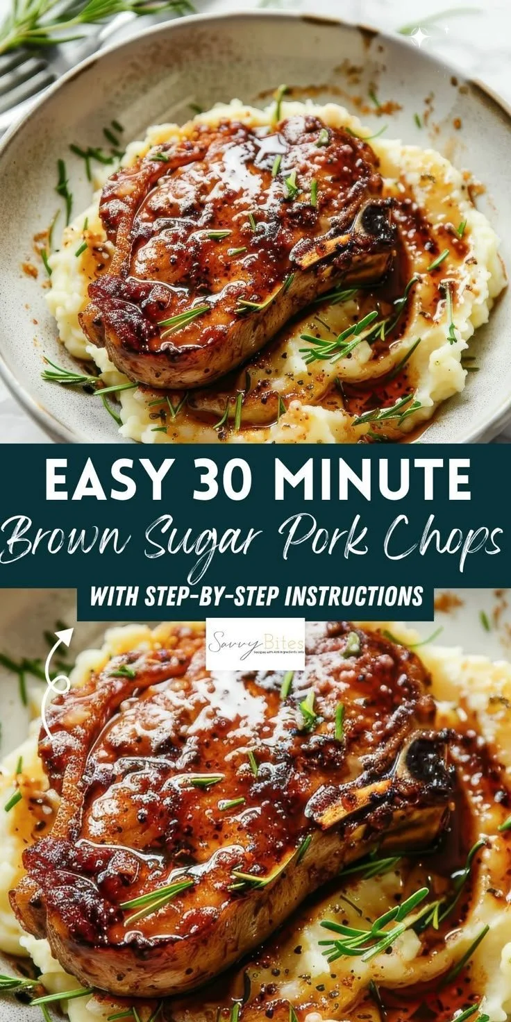 30 minute brown sugar pork chops in a skillet