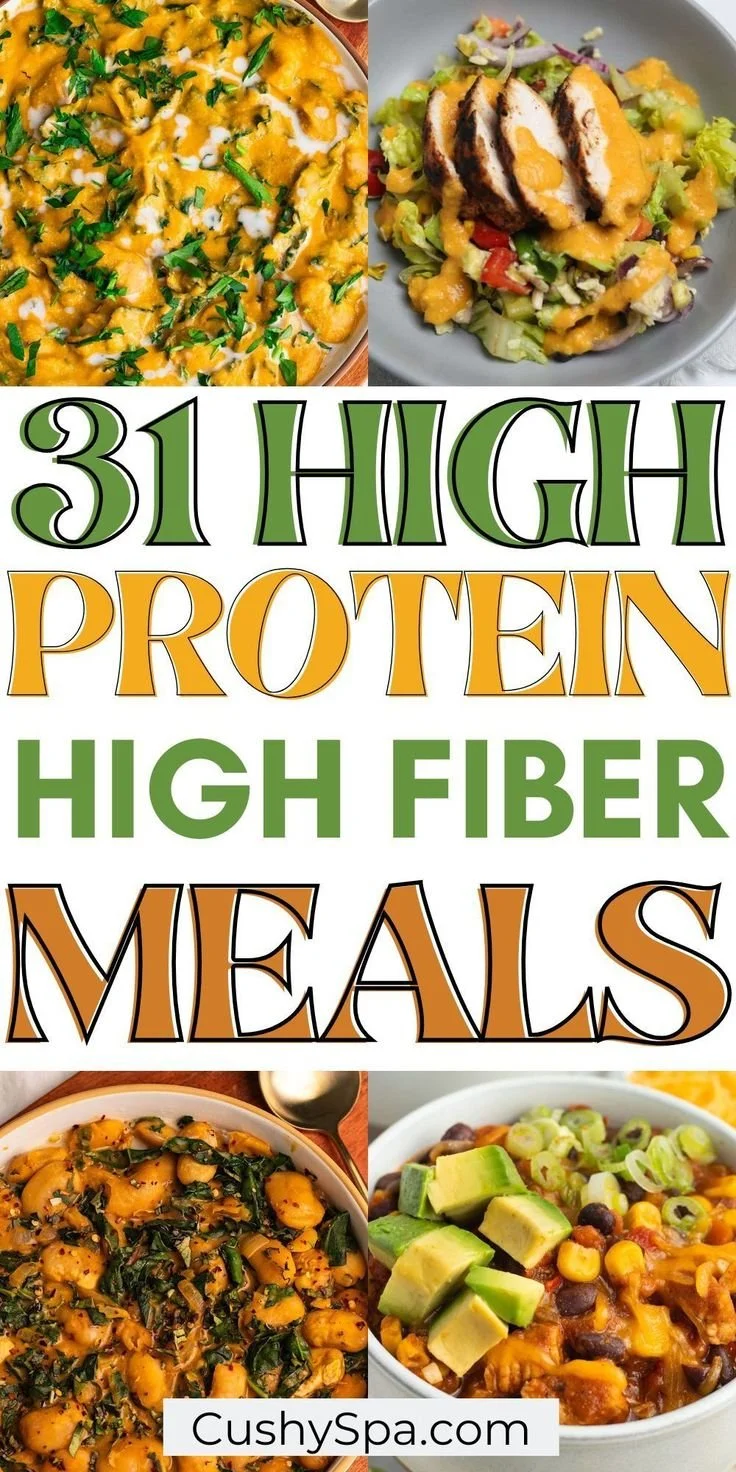 Collection of 31 high protein high fiber recipes for healthy eating