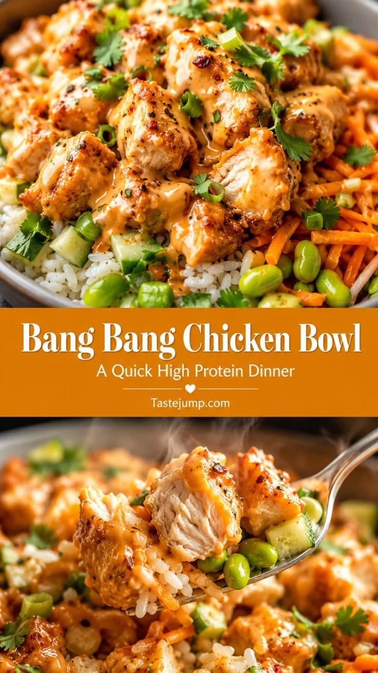 Delicious Bang Bang Chicken Bowl packed with protein and flavor