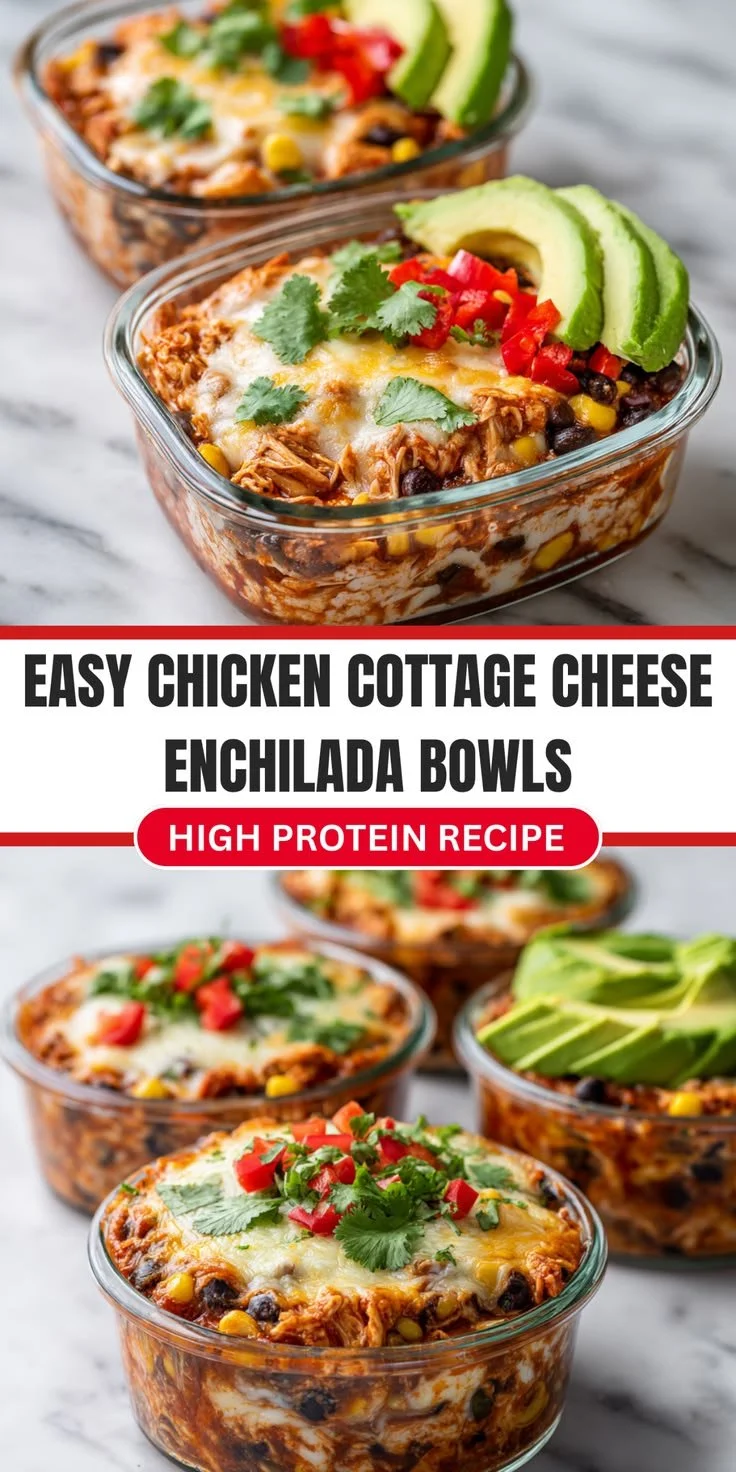 High-protein chicken enchilada bowls with cottage cheese for meal prep