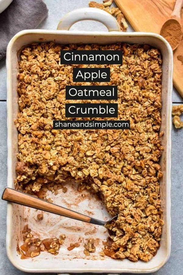 Delicious Cinnamon Apple Oatmeal Crumble served in a bowl with a spoon