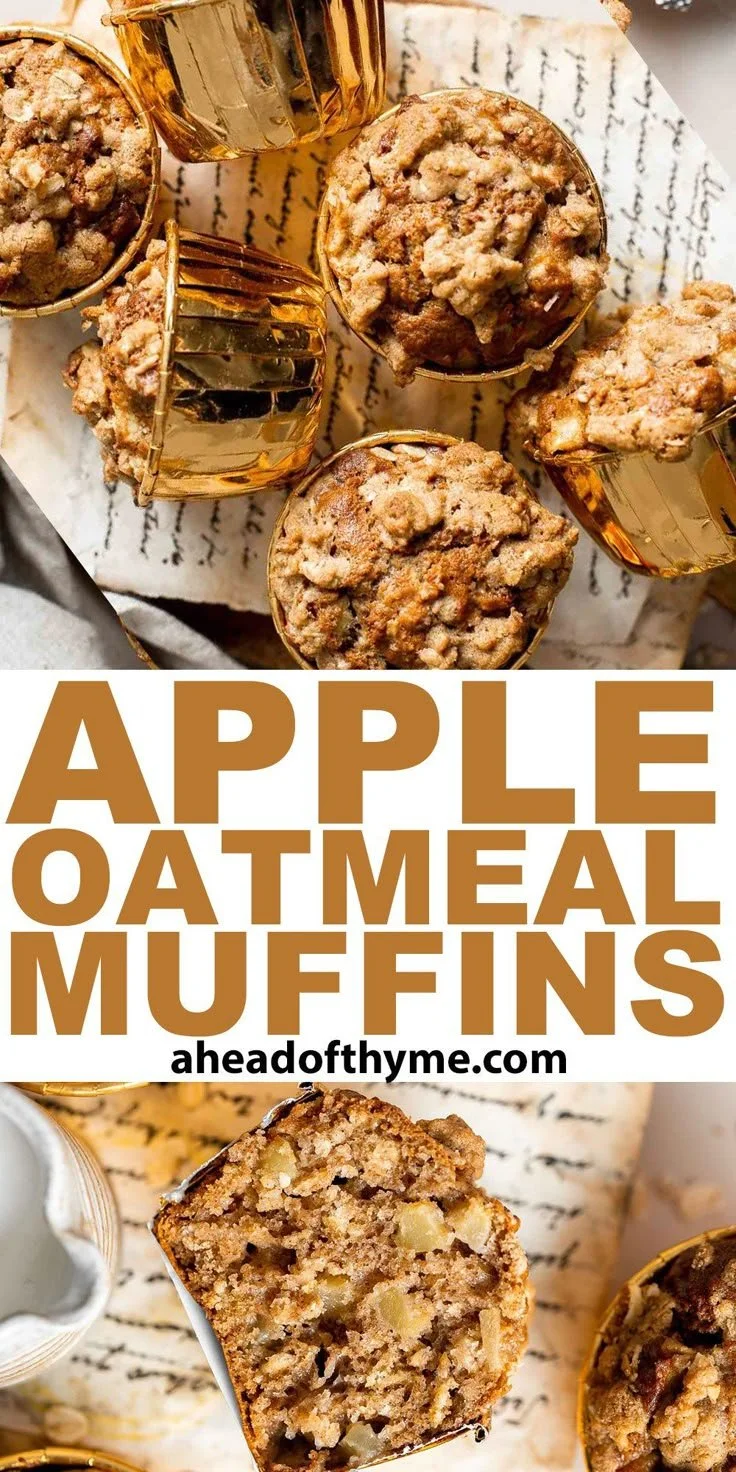 Cinnamon apple oatmeal muffins baked fresh with oatmeal and spices