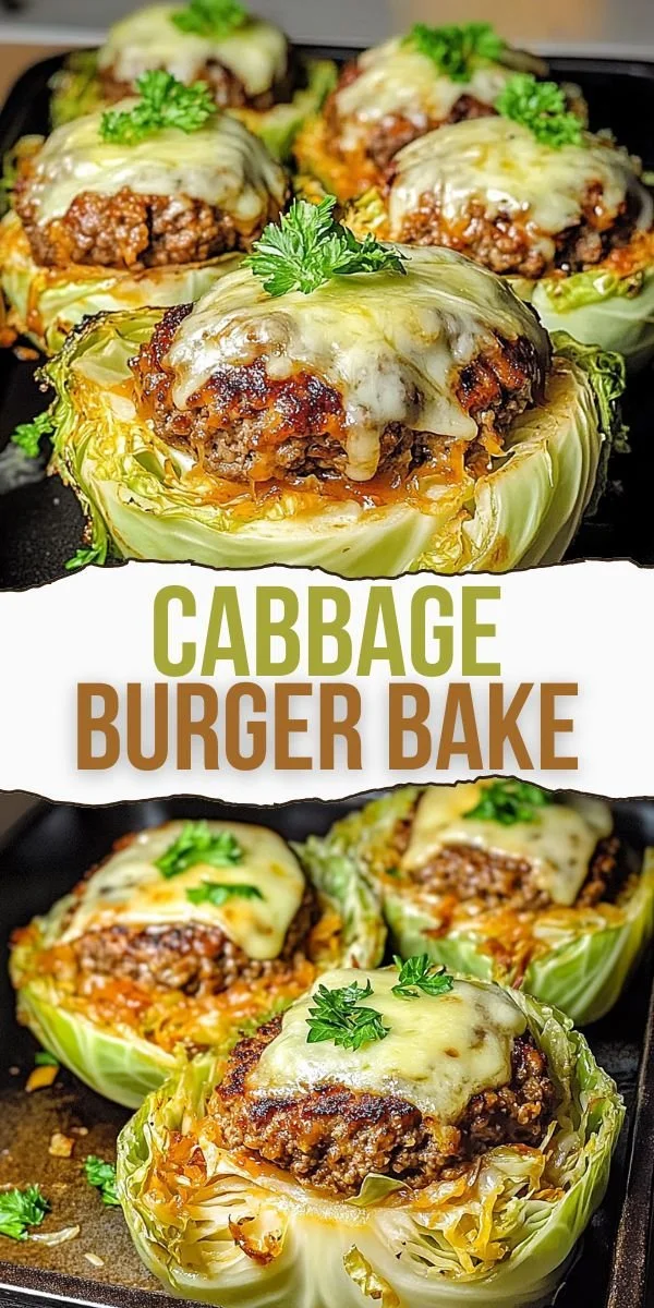 Oven-baked cabbage burgers served on a plate with fresh toppings