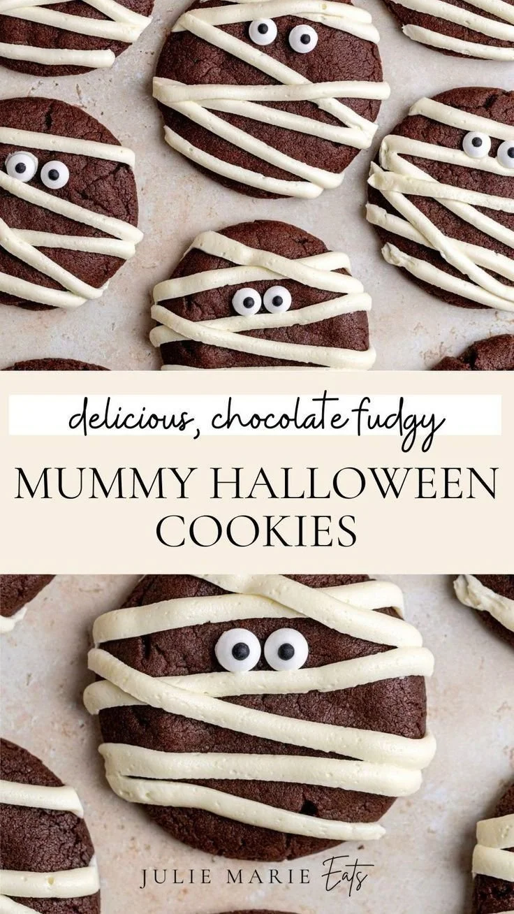Halloween Mummy Cookies decorated for spooky Halloween parties