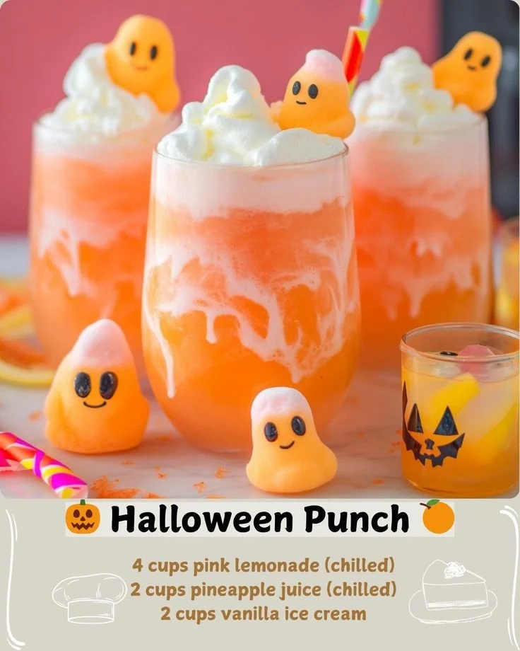 Colorful Halloween Punch served in a spooky themed glass