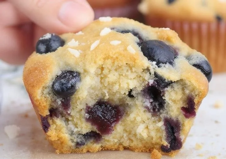 High-Protein Blueberry Cottage Cheese Muffins fresh out of the oven