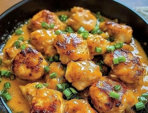 Low Carb Bang Bang Chicken garnished with green onions and served in a bowl