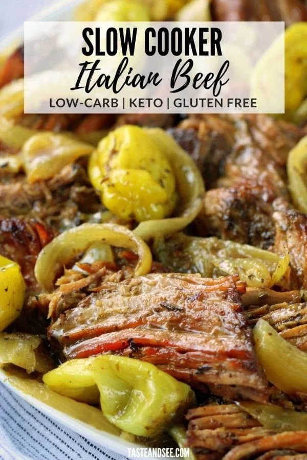 Low Carb Slow Cooker Italian Beef ready to serve