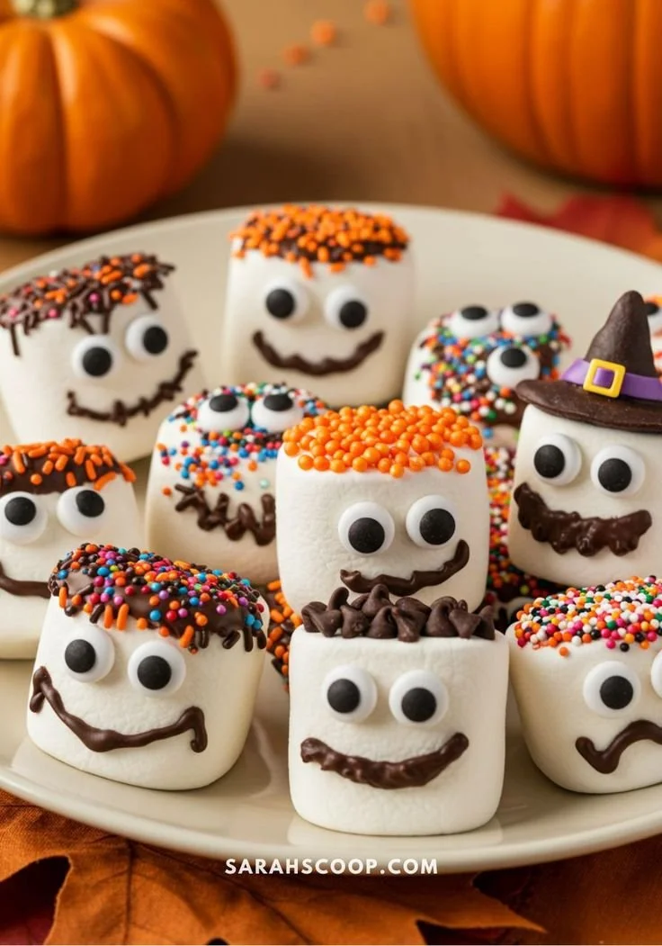 Colorful Marshmallow Monster faces featuring unique expressions and designs.