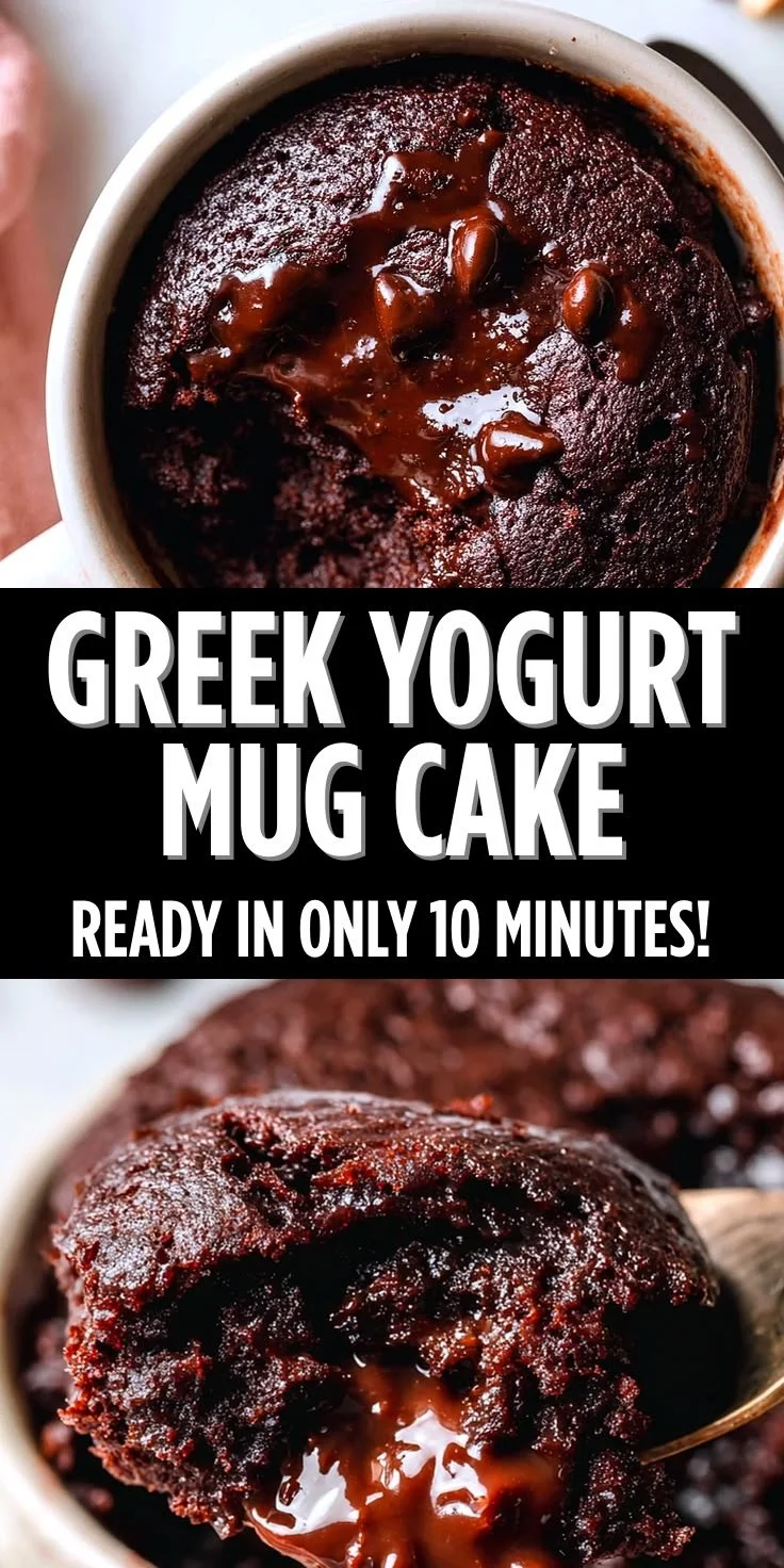 Delicious microwave Greek yogurt mug cake topped with fresh berries