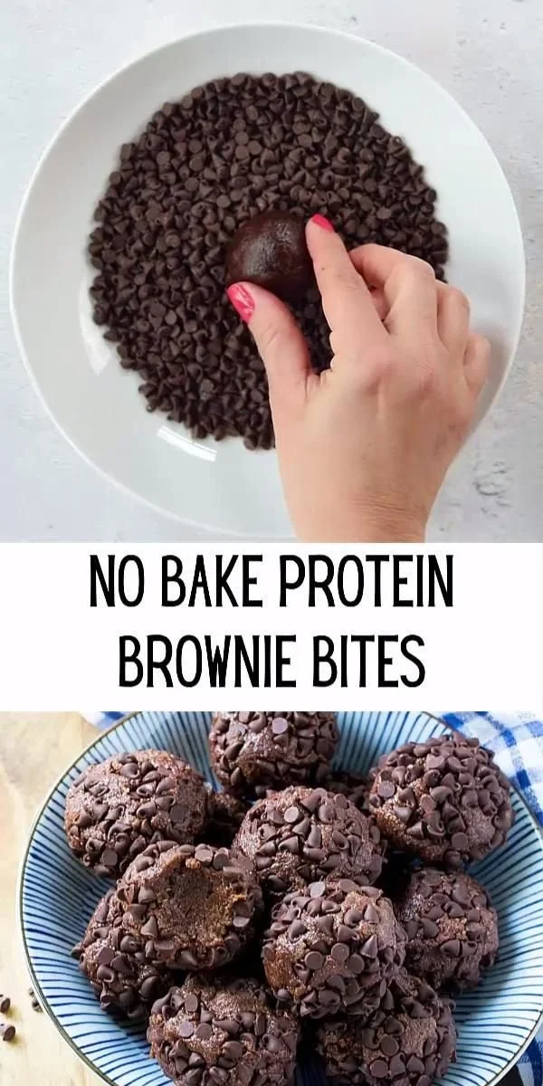 Delicious no-bake brownie protein bites served in a bowl