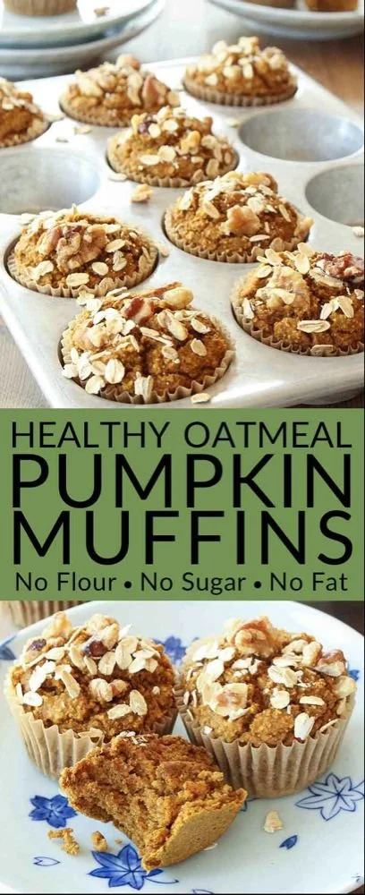 Healthy pumpkin muffins, no flour, sugar, oil, or dairy, perfect for guilt-free indulgence.