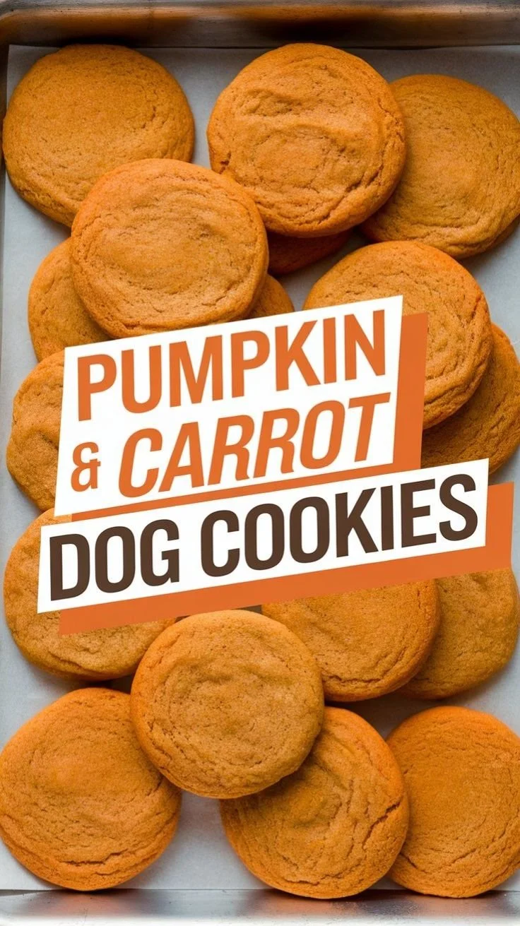 Homemade pumpkin dog cookies with carrot and fiber for healthy pups