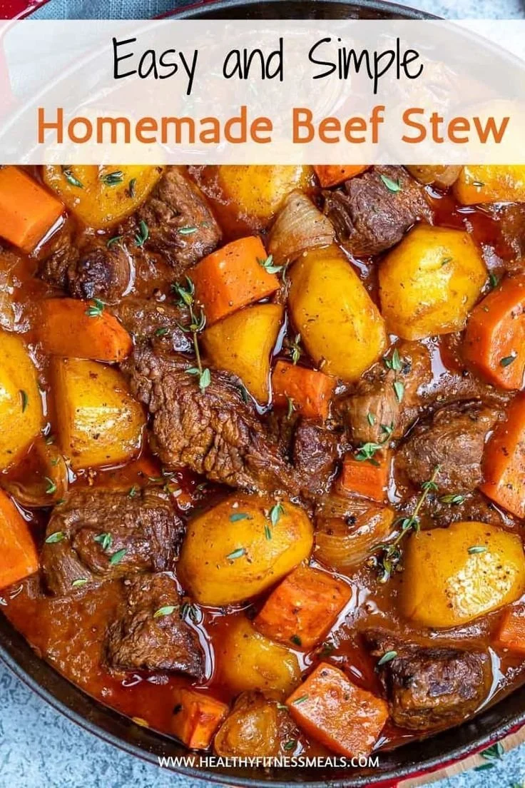 Delicious slow-cooked French beef stew with red wine in a rustic bowl.