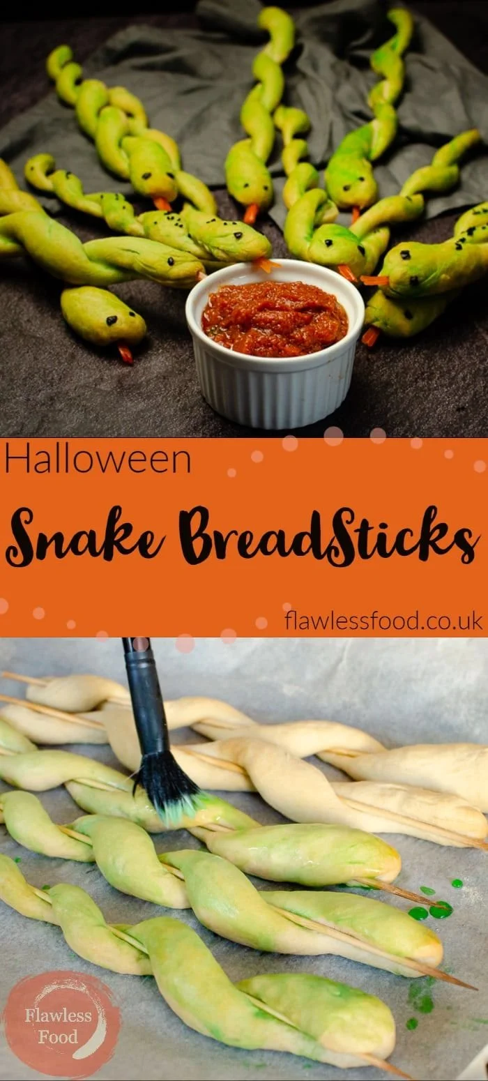 Delicious Snake Breadsticks served as Halloween party food