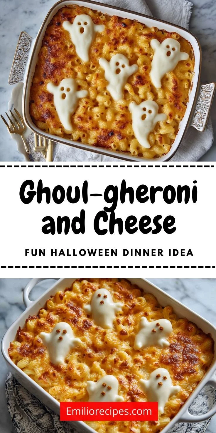 Spooky ghost mac and cheese dish perfect for Halloween celebrations